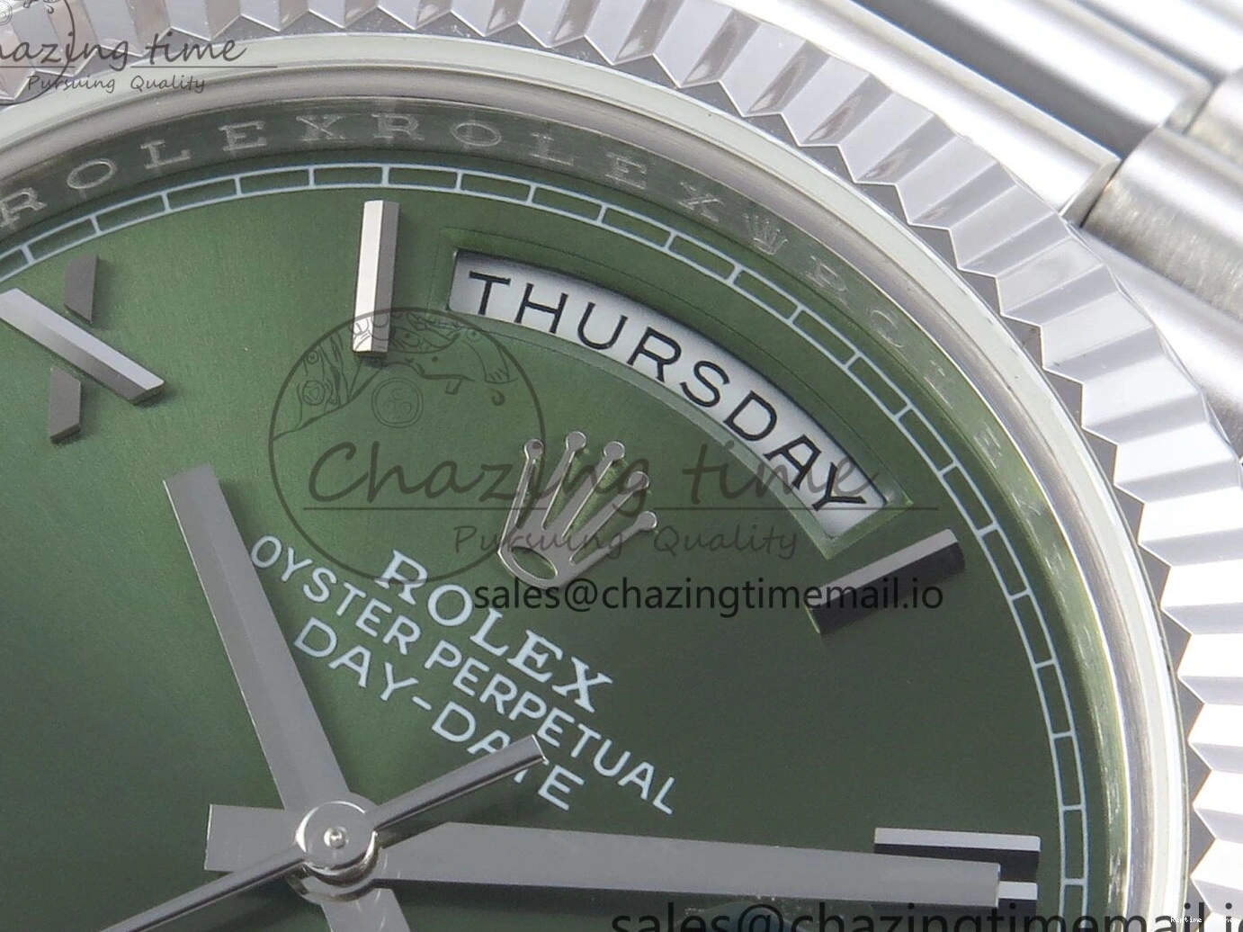 0113 Tailored Day Date 40 SS 228239 KF 1:1 Best Edition Green Roman Dial on President Bracelet VR3255 (Gain Weight) 826